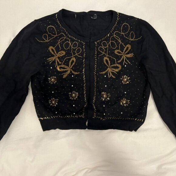 Forever 21 gold-beaded cropped cardigan - Picture 1 of 2